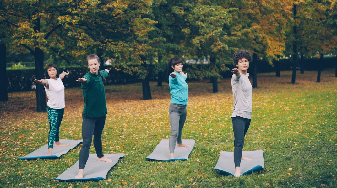 seniors exercising in park